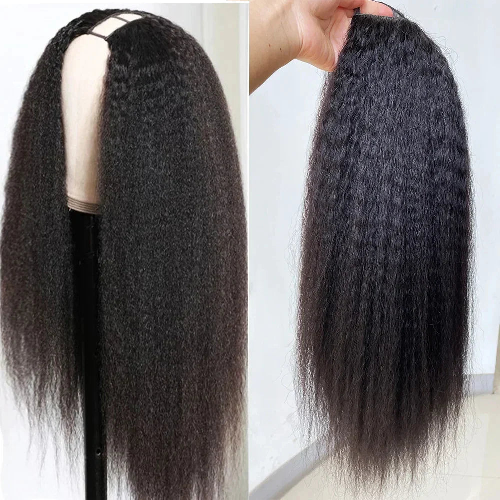22-Inch Kinky Straight U-Part Wig | Glueless V-Shape Human Hair
