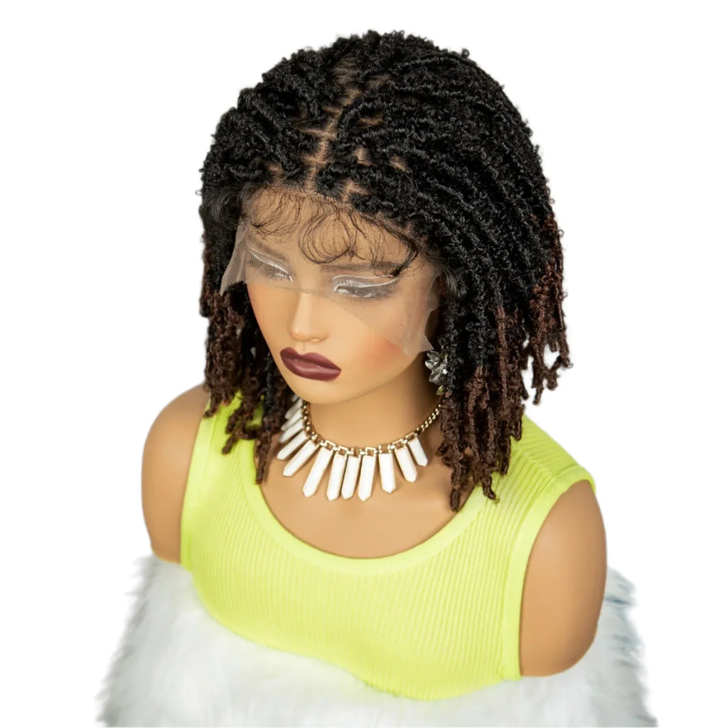 14" Butterfly Locs Crochet Braids Bob Wig | Lace Front