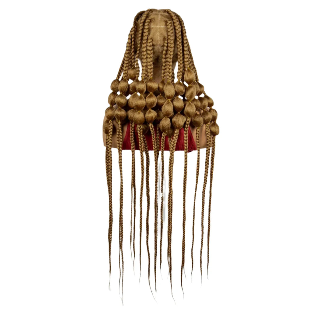 40" Ombre Knotless Bantu Braids Wig | Handmade Full Lace | Baby Hair