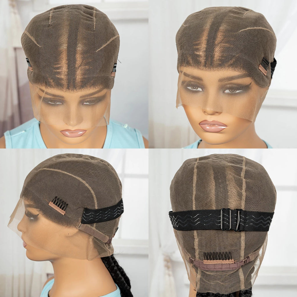 36" Full Lace Cornrow Braided Wig | Knotless Braids | Synthetic Natural Braided Lace Wig with Baby Hair for Black Women