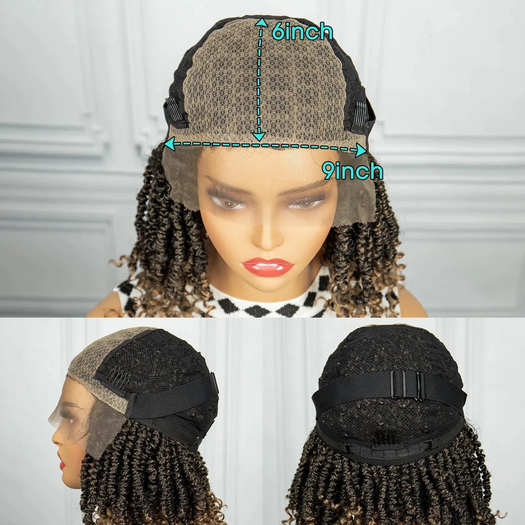 1B/27 Short Passion Twist Lace Front Wig | Knotless Braids | Baby Hair | Synthetic Twist Spring Wig