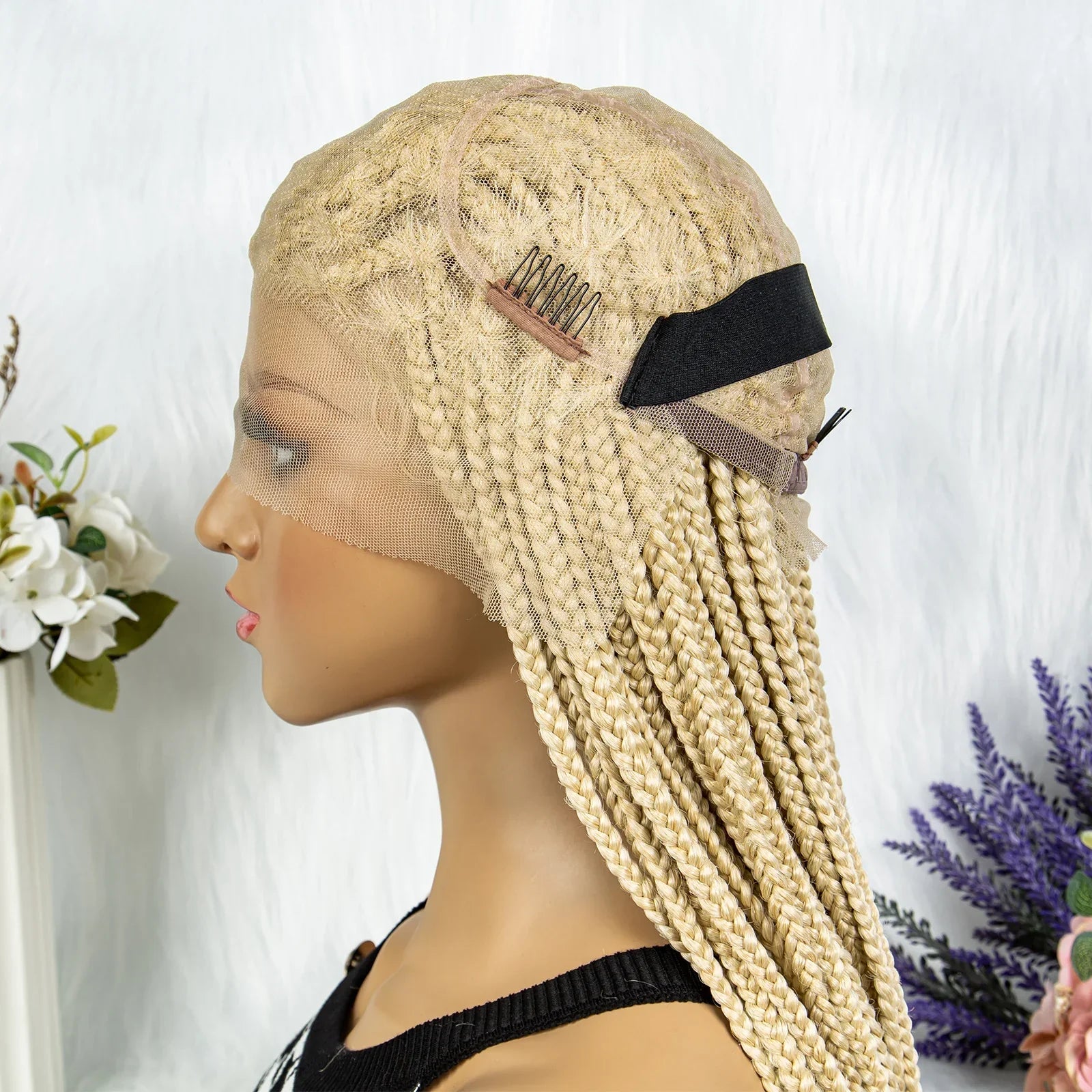 613 Blonde Box Cornrow Braided Wig | HD Full Lace Knotless Braids Wig | Synthetic Braiding Wig for Black Women