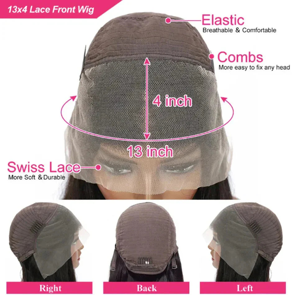 16 Inch Loose Water Wave Malaysian 13x4 Lace Front Wig Short Bob Wet & Wavy Glueless 4x4 Closure