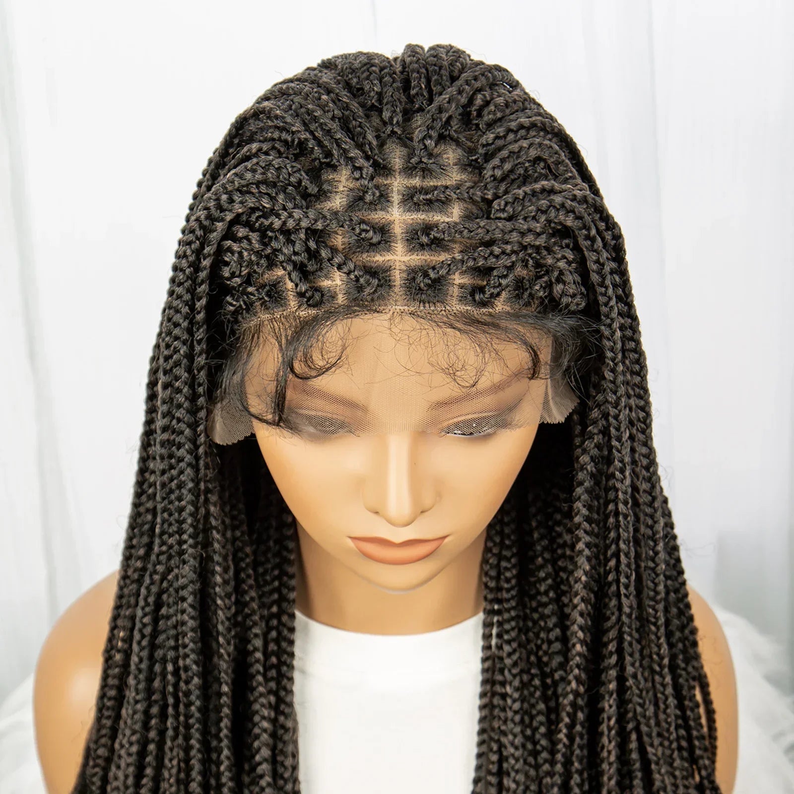 36" Knotless Braids Wig with Curly Ends | Lace Front | Synthetic Hair | Black Women