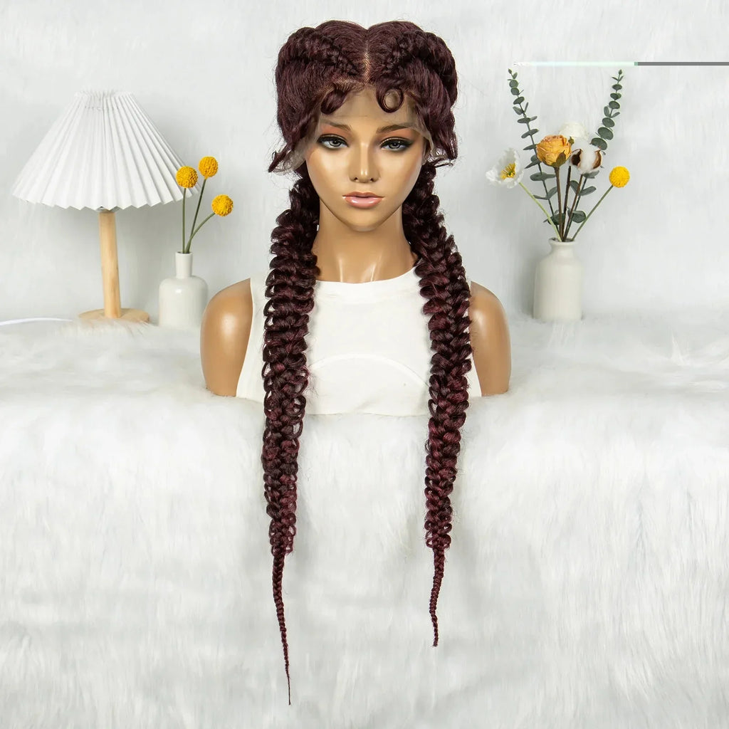 36" Twisted Braids Lace Front Wig | 13x1 | Senegalese Twist | Baby Hair | Handmade Synthetic Braids