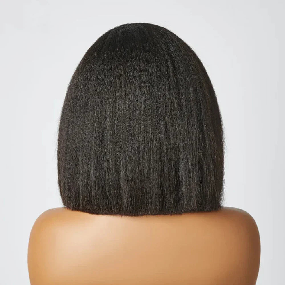 12A Kinky Straight Bob Wig | Lace Front & Closure Wig | Brazilian Remy Hair | Natural Black