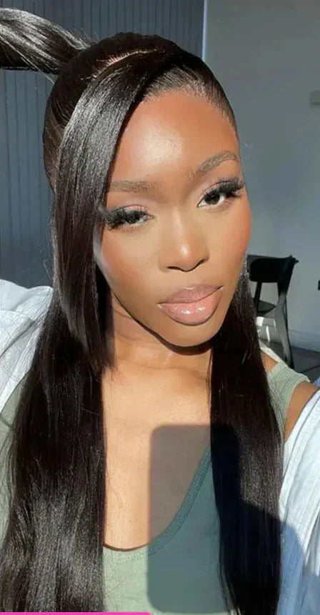 32-Inch Yaki Straight HD Lace Frontal Wig | 250% Density Glueless & Invisi-Drawstring