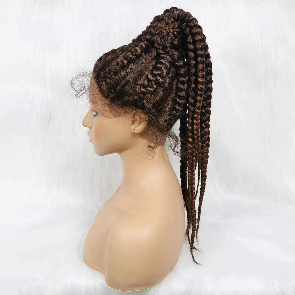 24" Ombre Braided Ponytail Wig | Lace Front with Baby Hair
