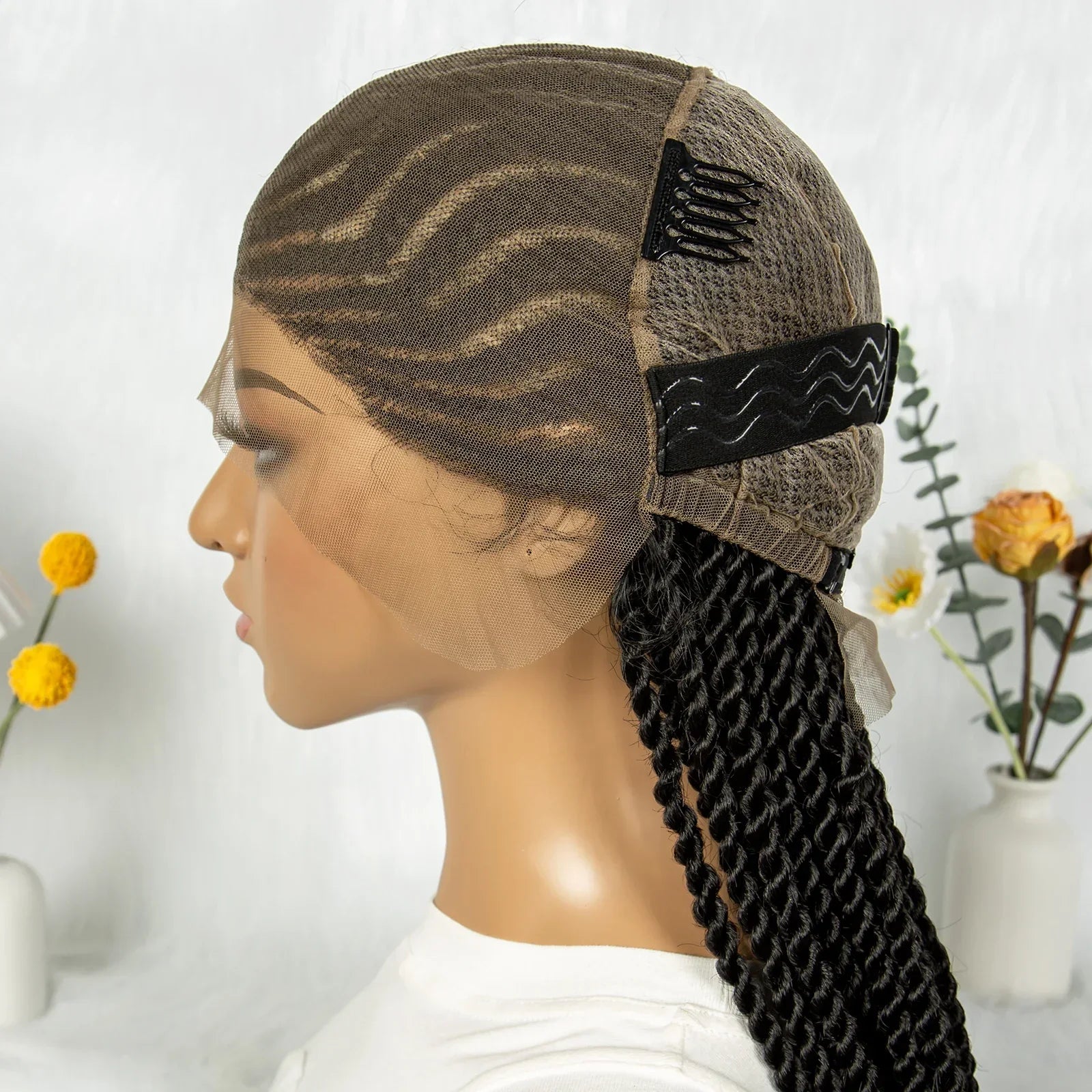 32" Cornrow Braided Wig | Full Lace Box Braids | Transparent Lace Front Wig for Black Women