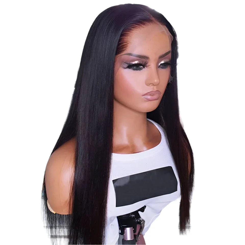 180D Straight Lace Front Wig Human Hair | Pre-Plucked 13x4 Brazilian Remy Frontal Wig (Light Brown Lace)