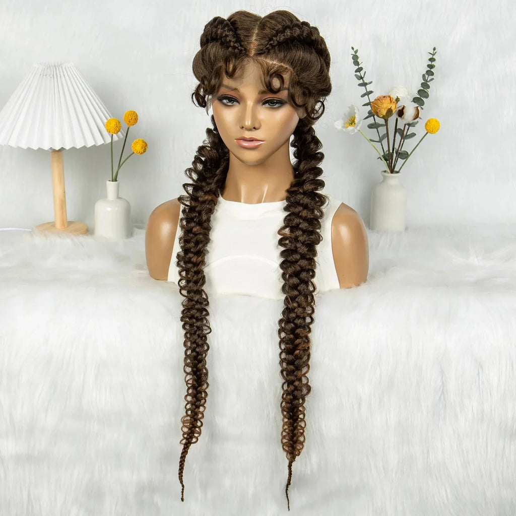 36" Twisted Braids Lace Front Wig | 13x1 | Senegalese Twist | Baby Hair | Handmade Synthetic Braids
