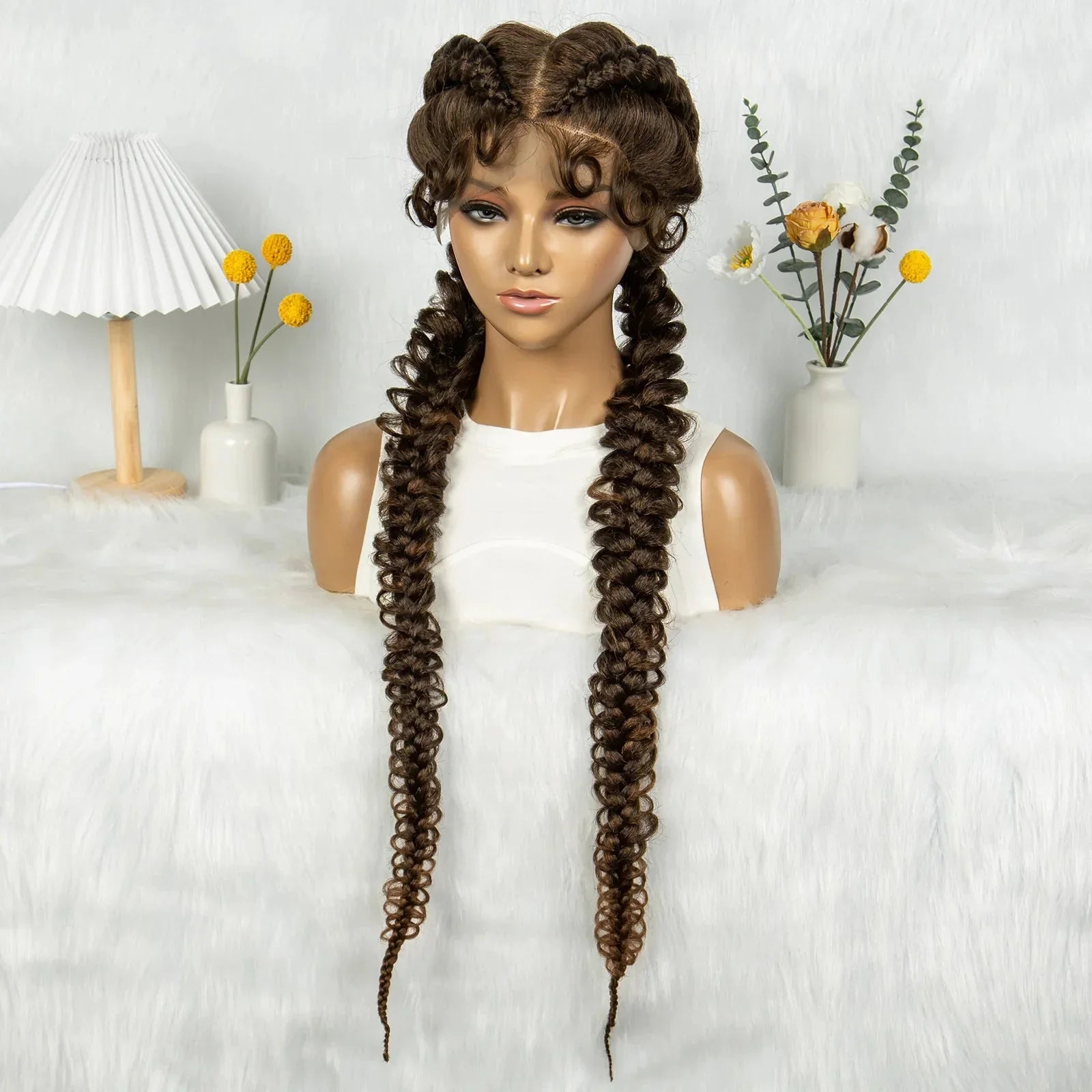 36" Twisted Braids Lace Front Wig | 13x1 | Senegalese Twist | Baby Hair | Handmade Synthetic Braids