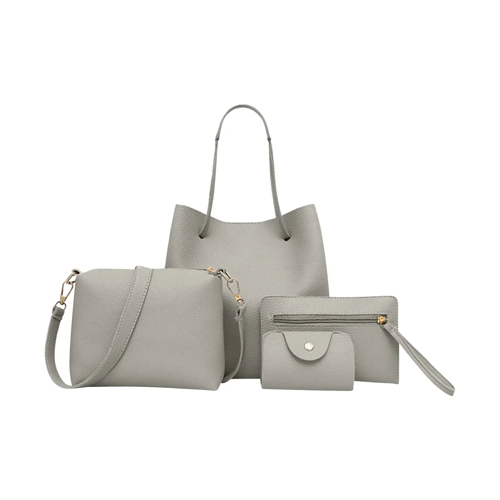 4pcs Women Lady Fashion Handbag Set | Shoulder Bags, Tote, Purse, Messenger Satchel & Crossbody with Card Case Holder Wallet for Girls