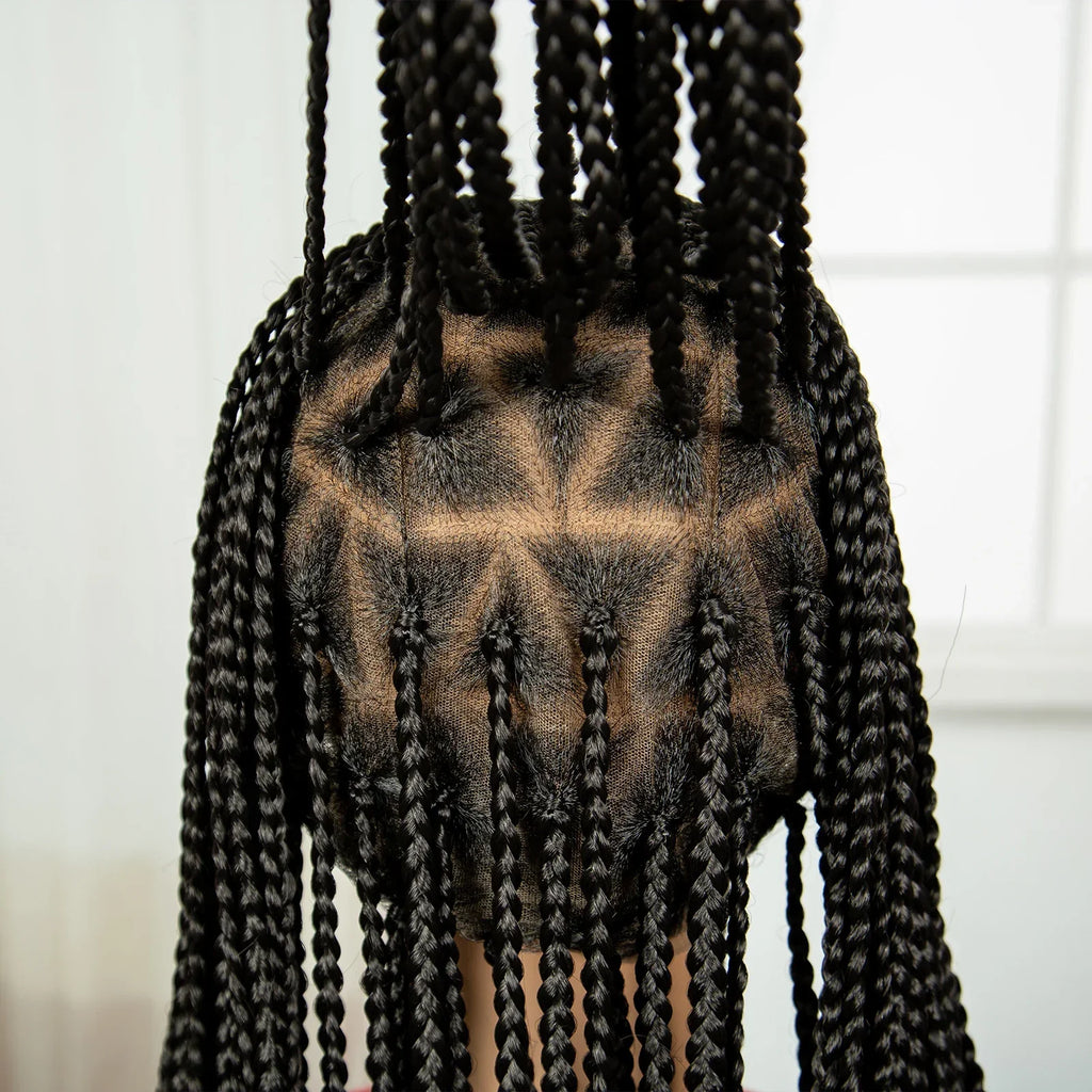 36" HD Full Lace Twisted Box Braids Wig | Long Straight Synthetic Braided Wig with Baby Hair for Black Women