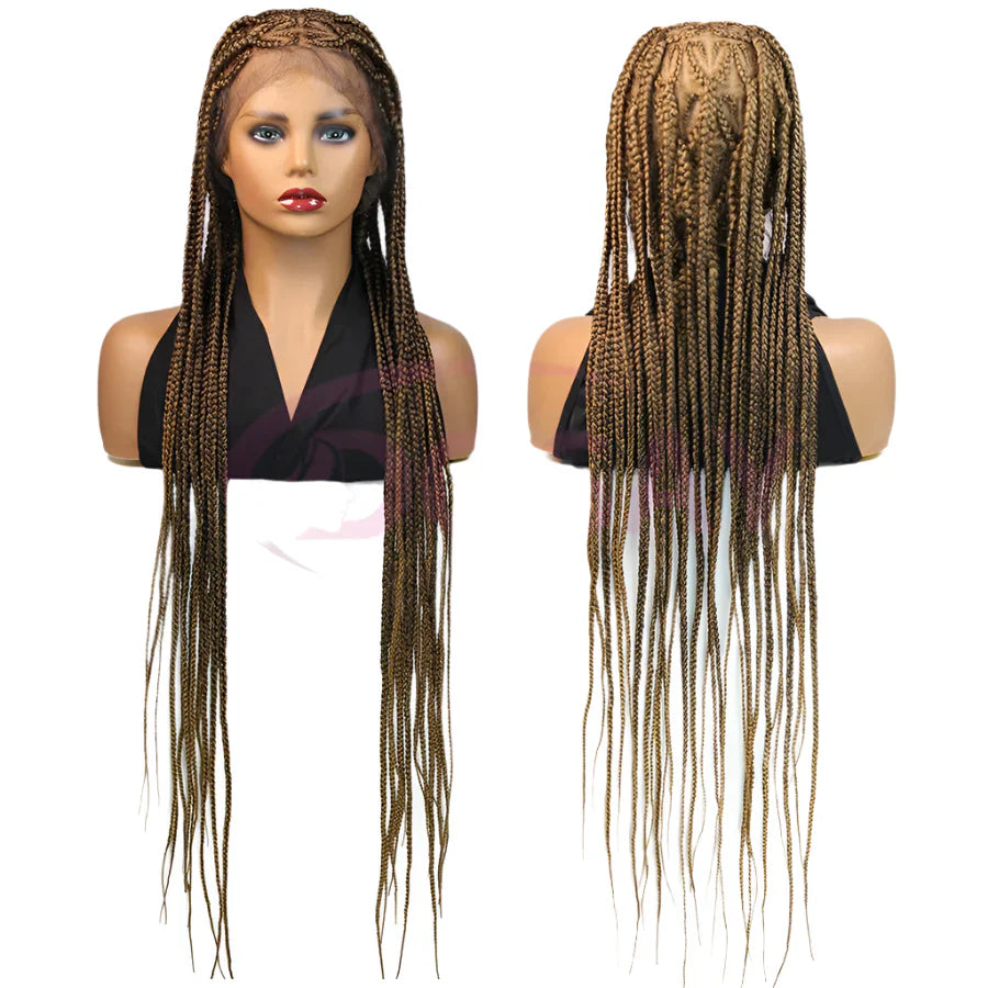 36" Heart Box Braids Lace Wig | Full Lace Cornrow Braids | Synthetic Braided Wig for Black Women | Clearance