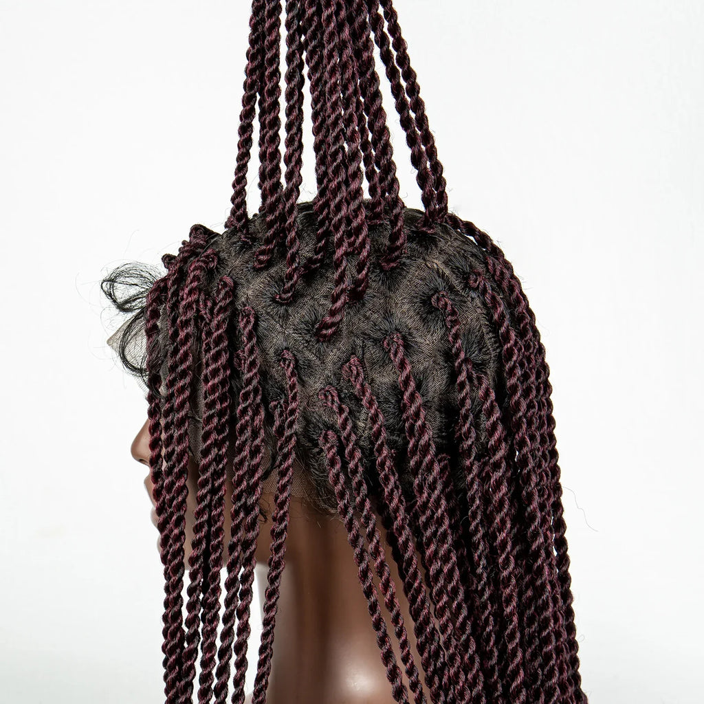 40" 360° HD Full Lace Knotless Twist Braids Wig | Blended Long Box Braids