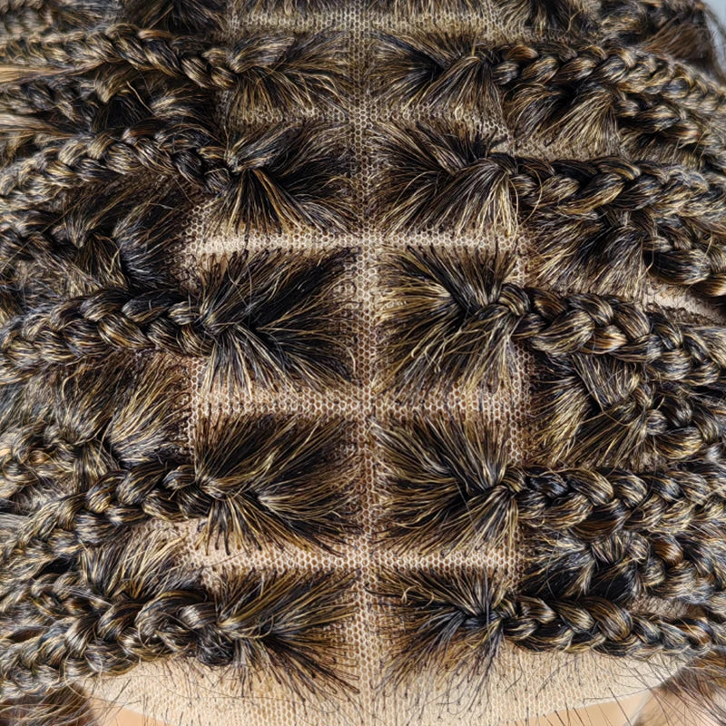 24" Boho Box Braids Lace Frontal Wig | Deep Wave Goddess Braids | Curly Ends | Black Full Lace Synthetic Wig