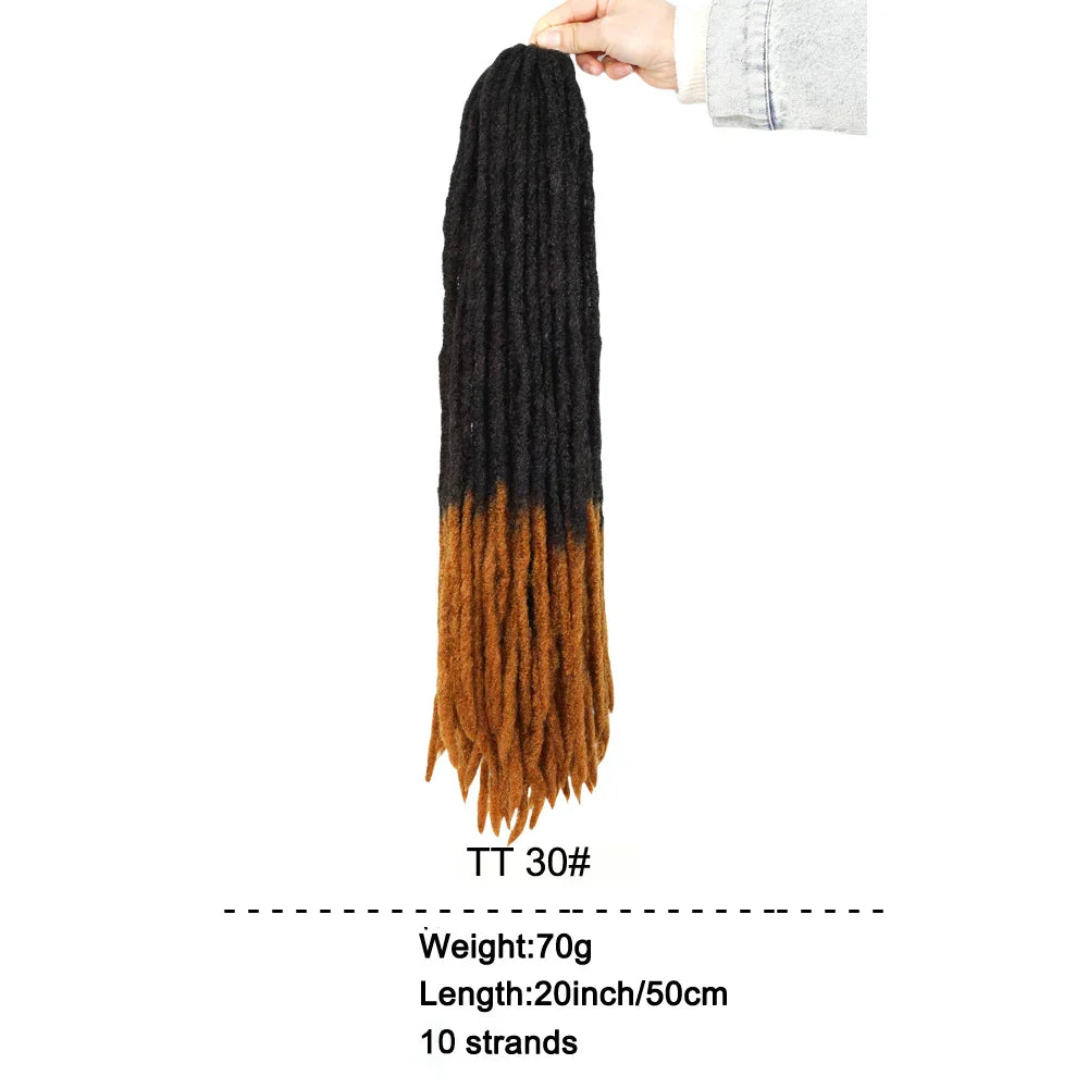 20-Inch Ombre Soft Dreadlocks Crochet Hair | Straight Synthetic Faux Locs for Black Women (Kanekalon Fiber)