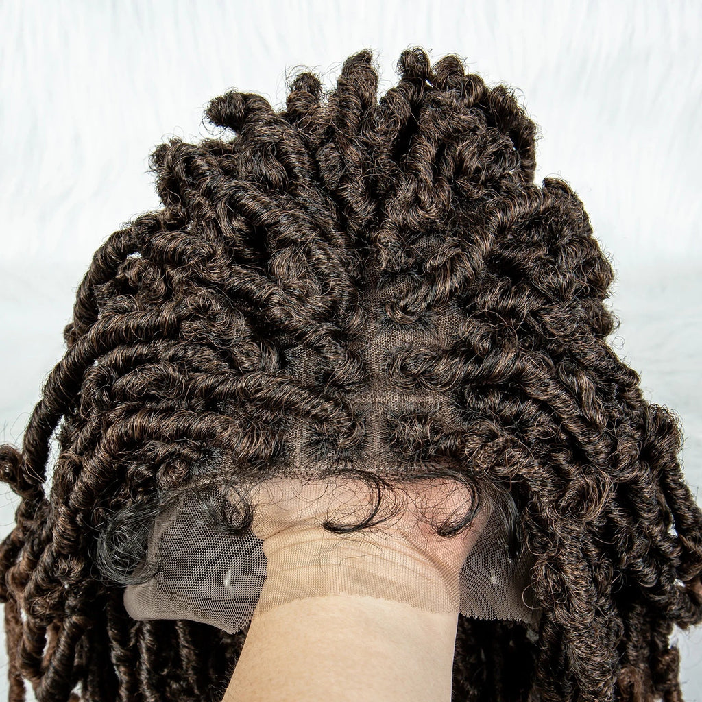 16" Short Knotless Butterfly Locs Wig | Synthetic Lace Front