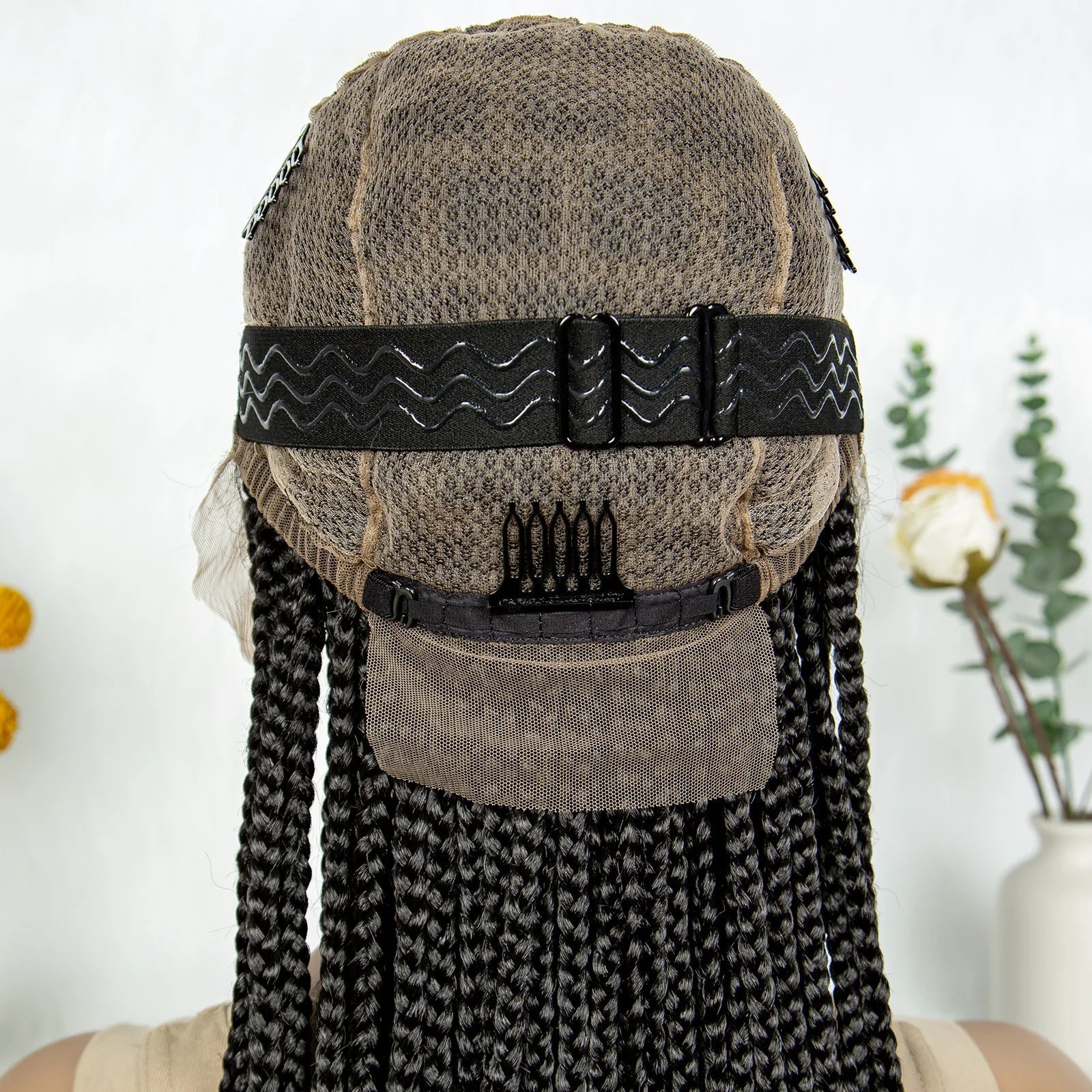 34" HD Transparent Full Lace Knotless Box & Cornrow Braids Wig