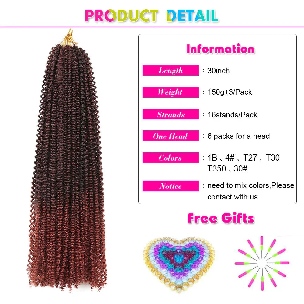30" Passion Twist Crochet Hair - Ombre - Pre-Looped - 16 Strands/Pack - Synthetic