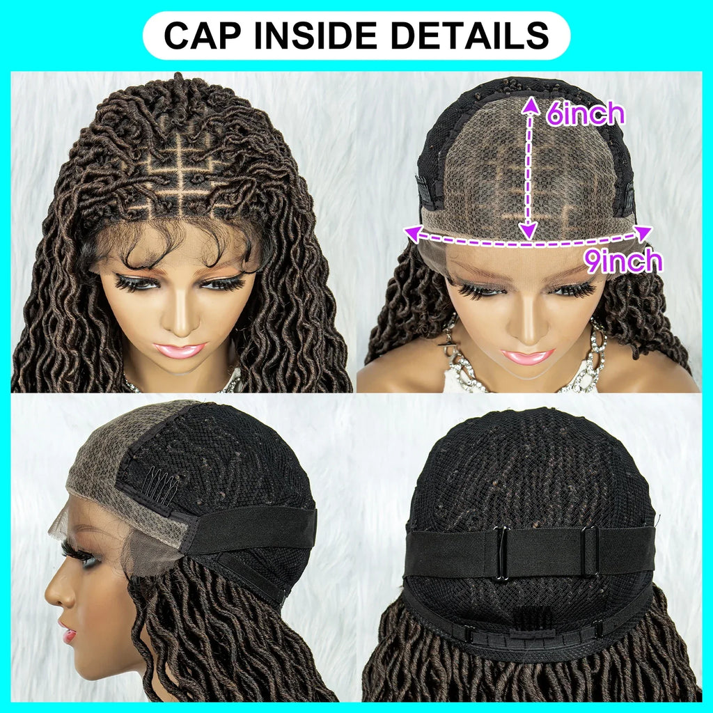32 Inch Goddess Locs Lace Front Wig | Curly Ends | Faux Locs | Synthetic Hair | With Baby Hair