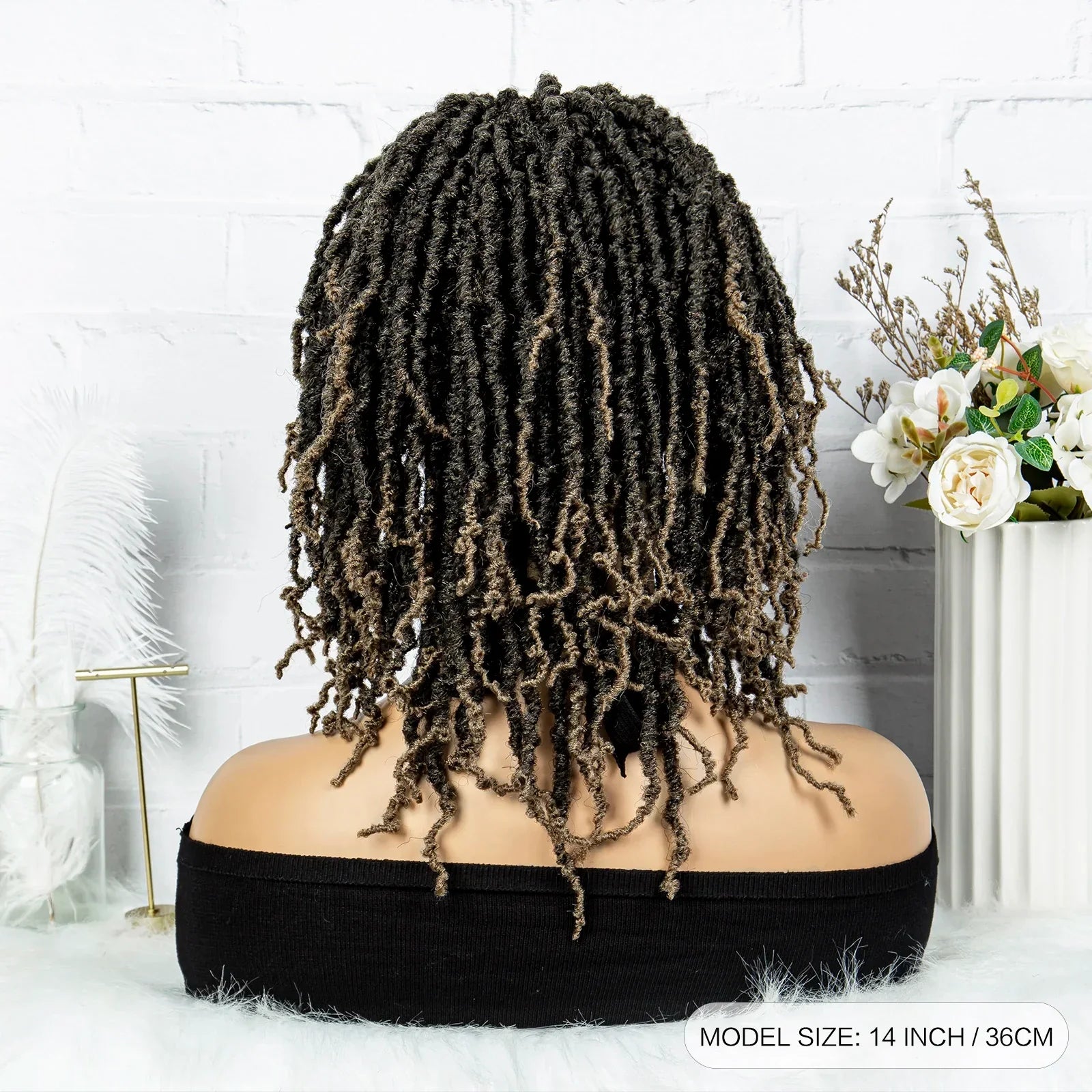 14" Knotless Butterfly Locs Lace Front Wig | Synthetic Dreadlock Braids | Black Women