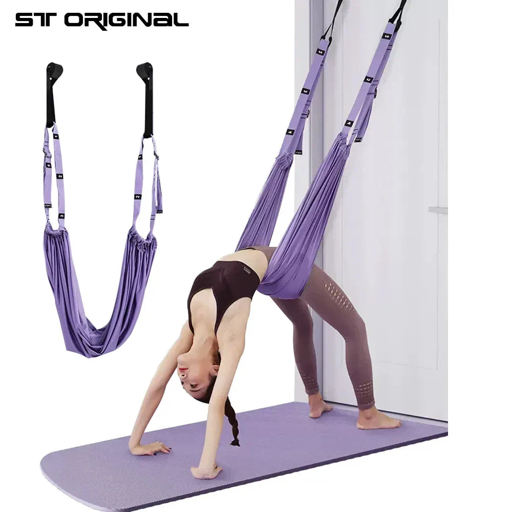 Aerial Yoga Strap Pull Rope Woman Hammock Stretch Leg Splits Trainer Gym Belt