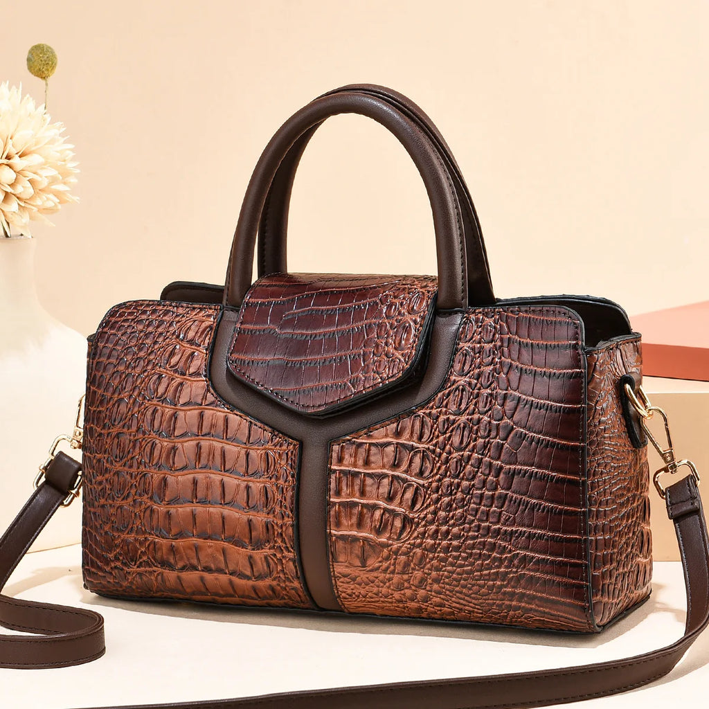 Bag Women New Fashion Crocodile Pattern Handbag | Large Capacity Casual Shoulder Messenger Bag (Purses &amp; Handbags)