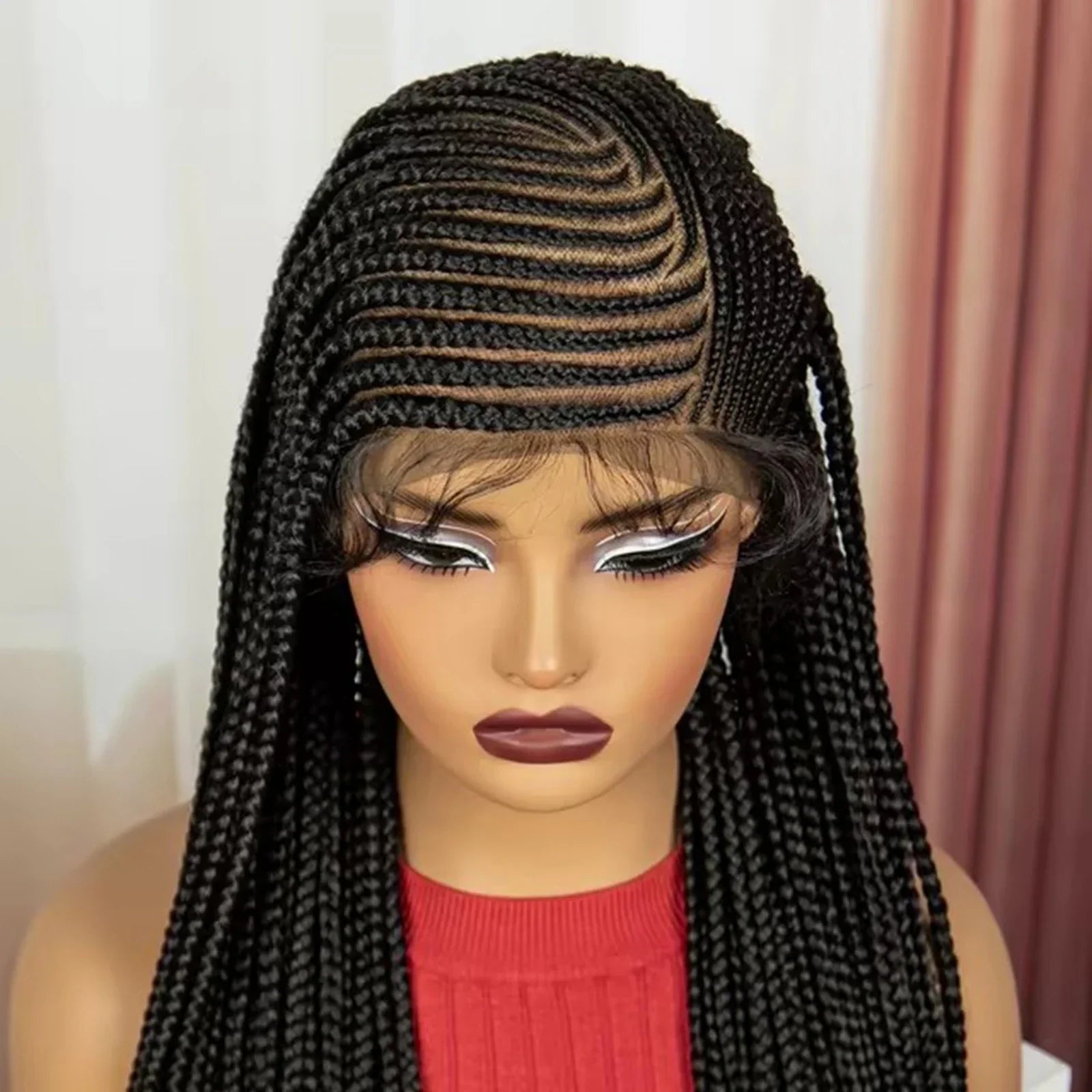 36" Straight Cornrow Knotless Braids Wig | Full Lace | Baby Hair