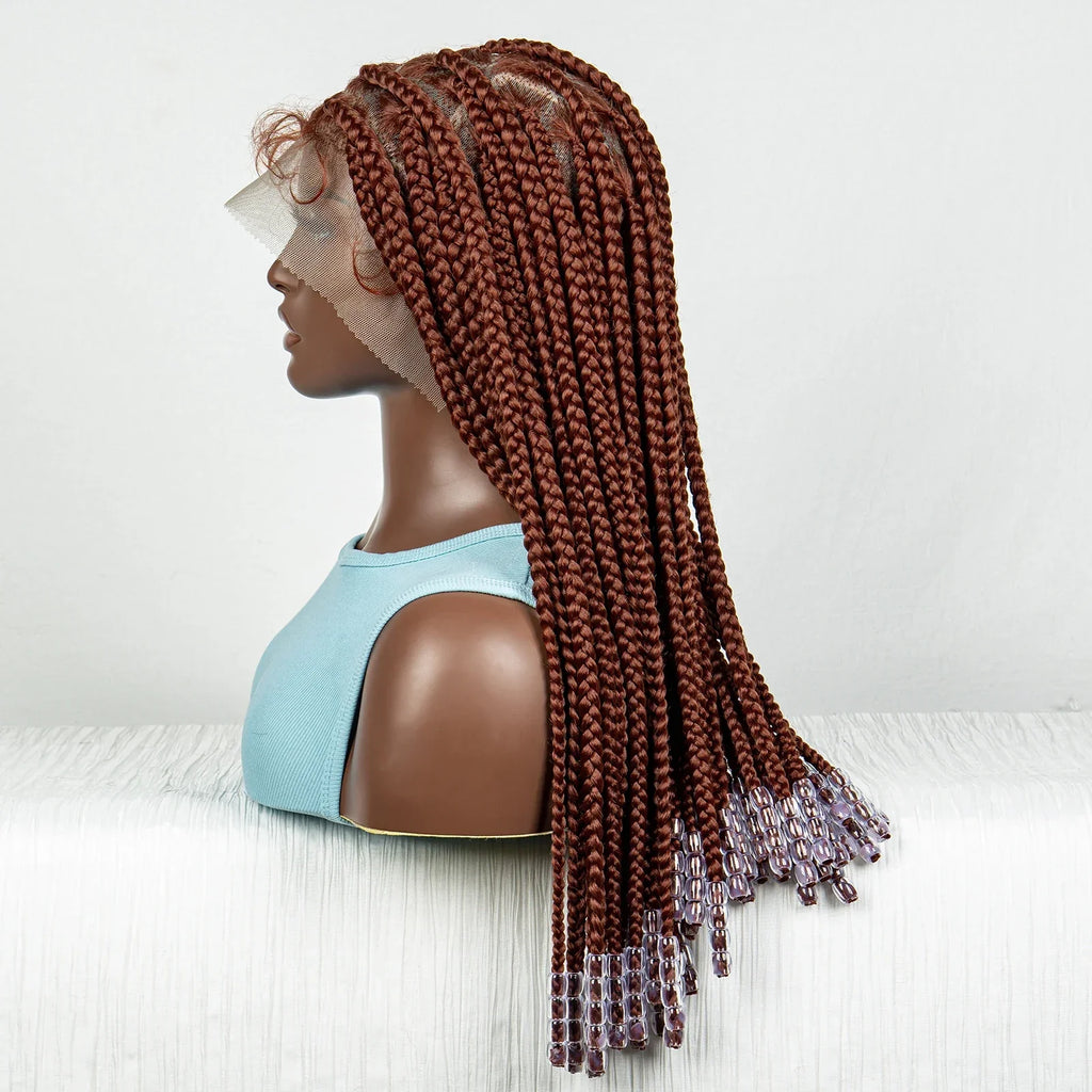 #350 Knotless Box Braids Wig | Dark Ombre | Lace Frontal | Short Straight Braids | Black Women