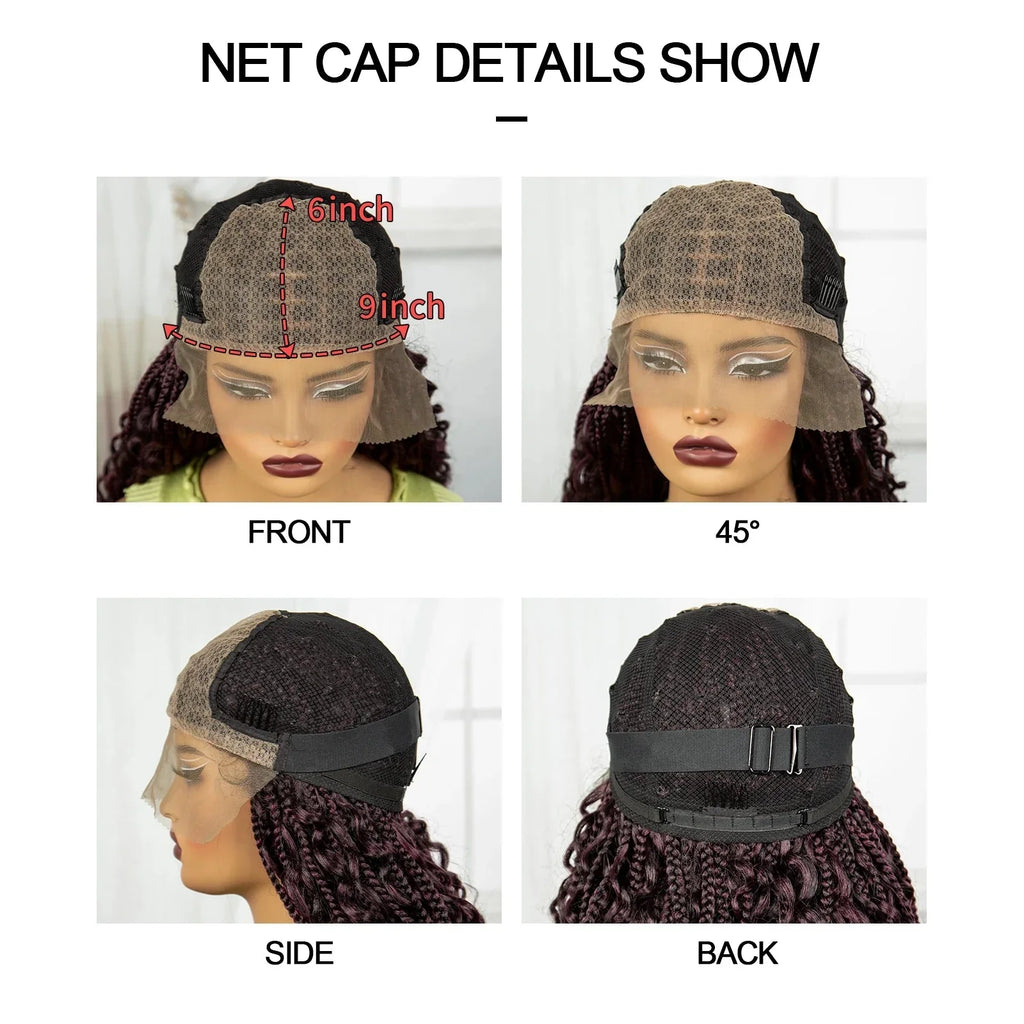 36" Knotless Box Braids Wig | Bohemian Style | Curly Ends | Lace Front | With Baby Hair | For Black Women