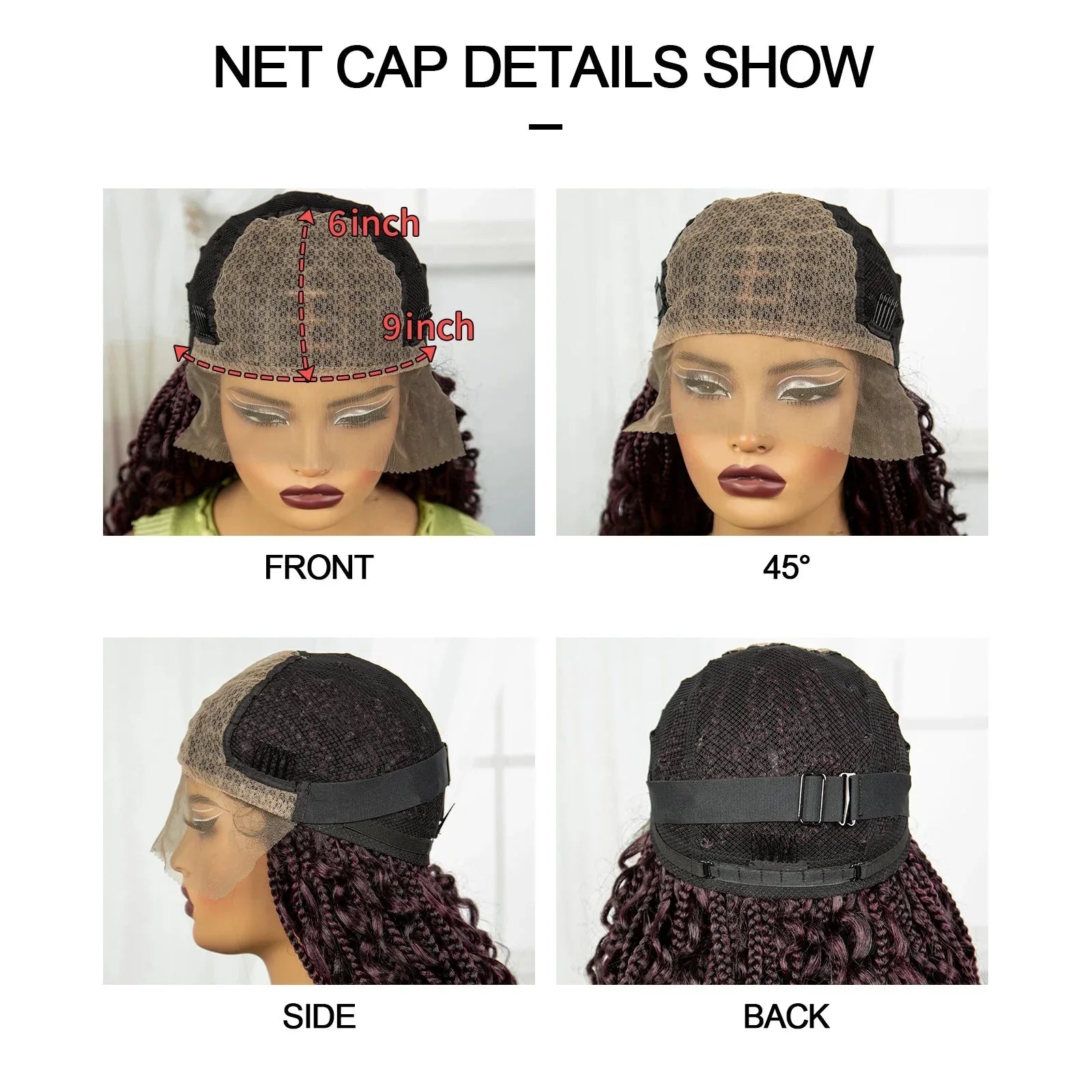 36" Knotless Box Braids Wig | Bohemian Style | Curly Ends | Lace Front | With Baby Hair | For Black Women