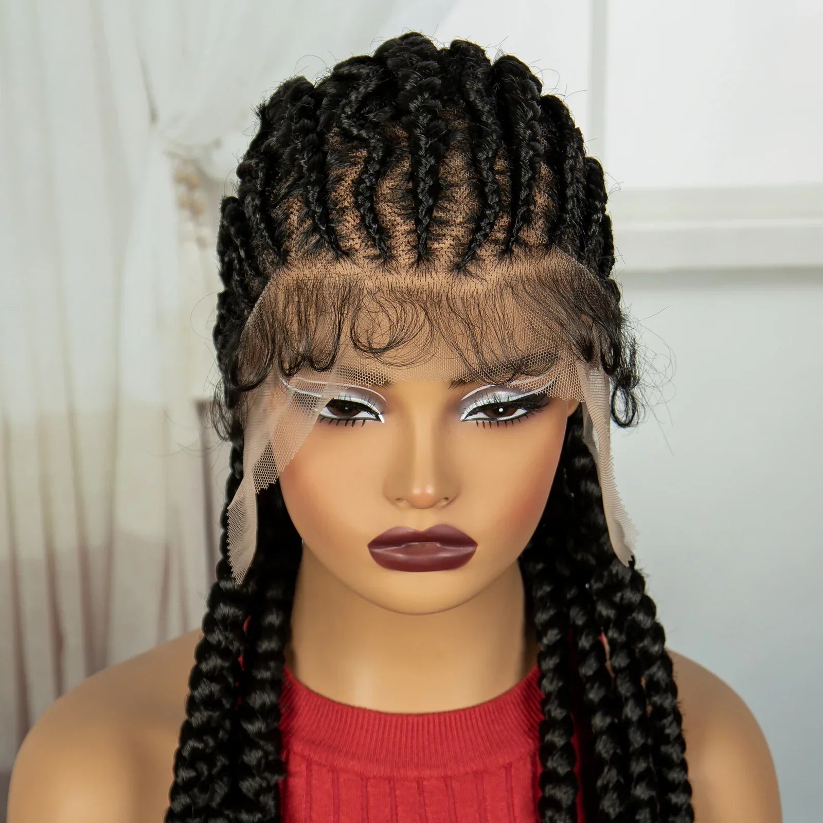 36" Handmade Knotless Cornrow Braids Wig | Transparent Lace Front | Baby Hair