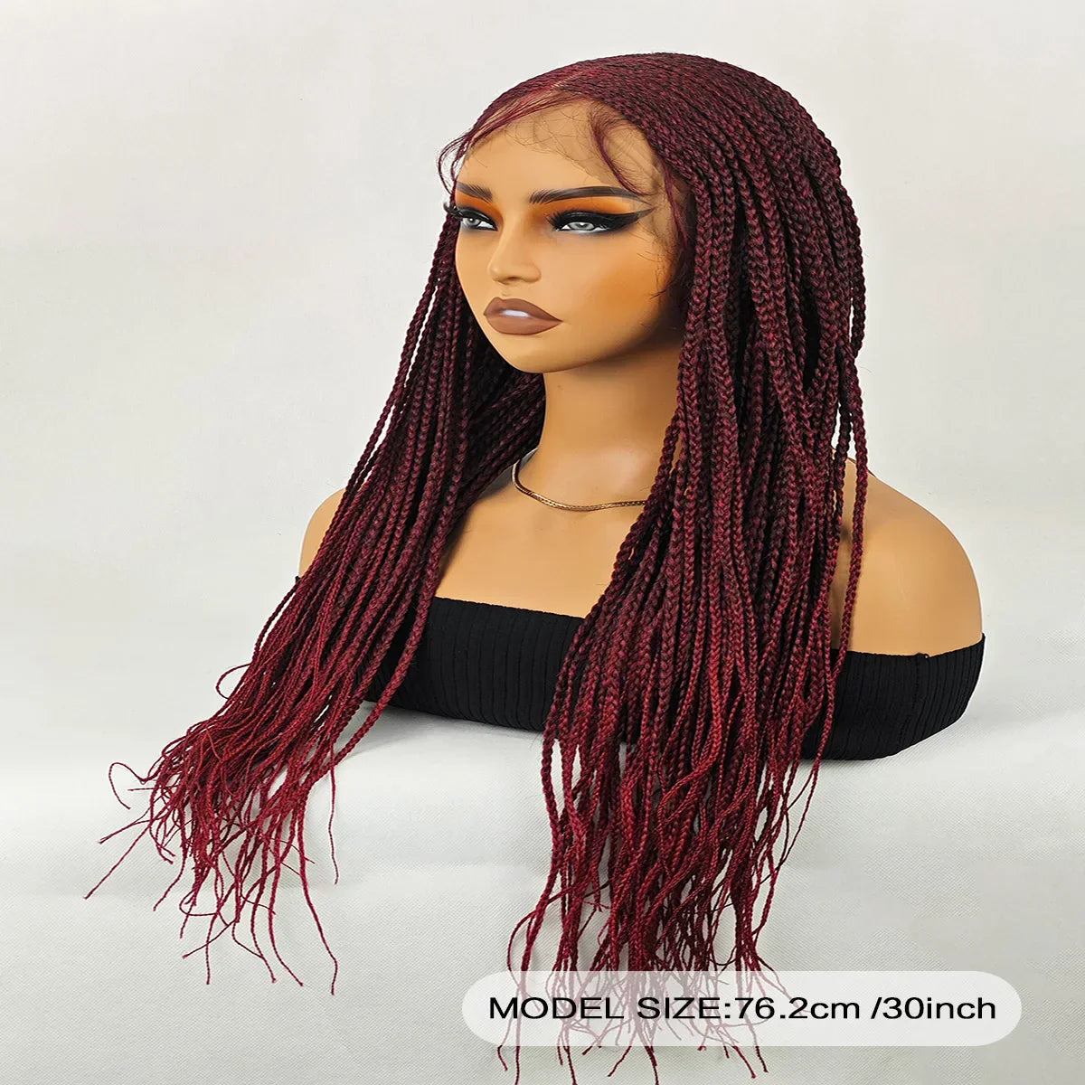 30 Inch Knotless Box Braids Wig | Full Lace Front | Deep Wave | Lightweight | For Black Women