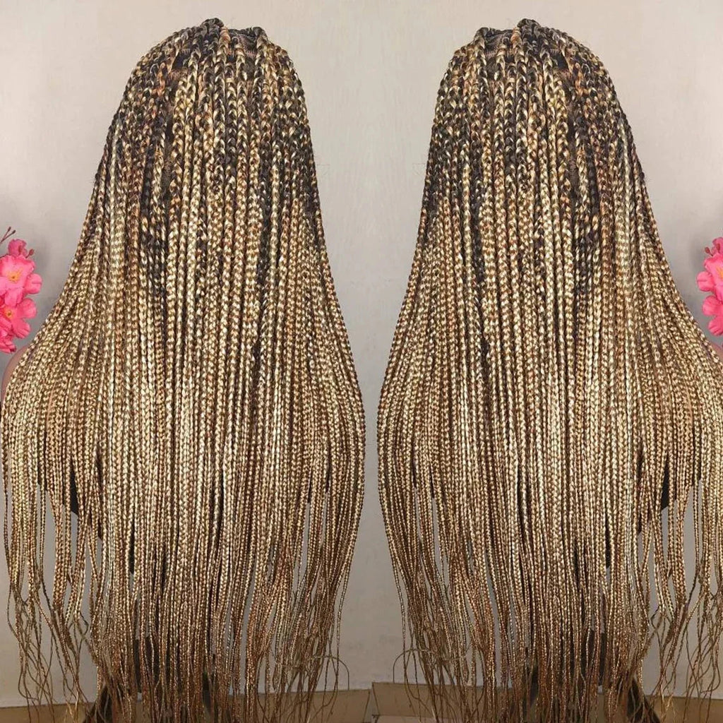 32" Mixed Blonde Knotless Braids Wig | Full Lace | 13x4/13x6 | Custom Made | Human Hair Blend