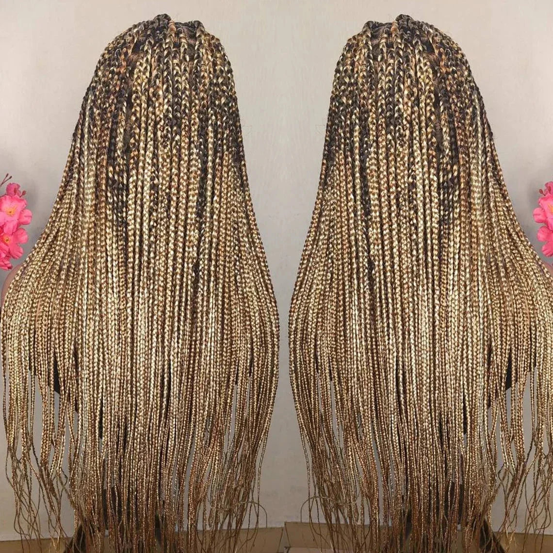 32" Mixed Blonde Knotless Braids Wig | Full Lace | 13x4/13x6 | Custom Made | Human Hair Blend
