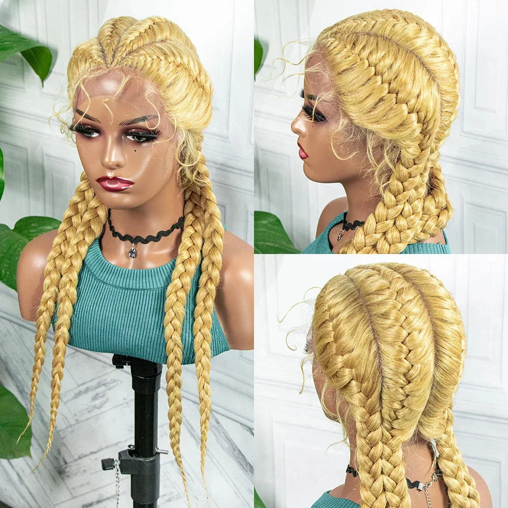 26" Box Braids Wig with Baby Hair | Synthetic Lace Front