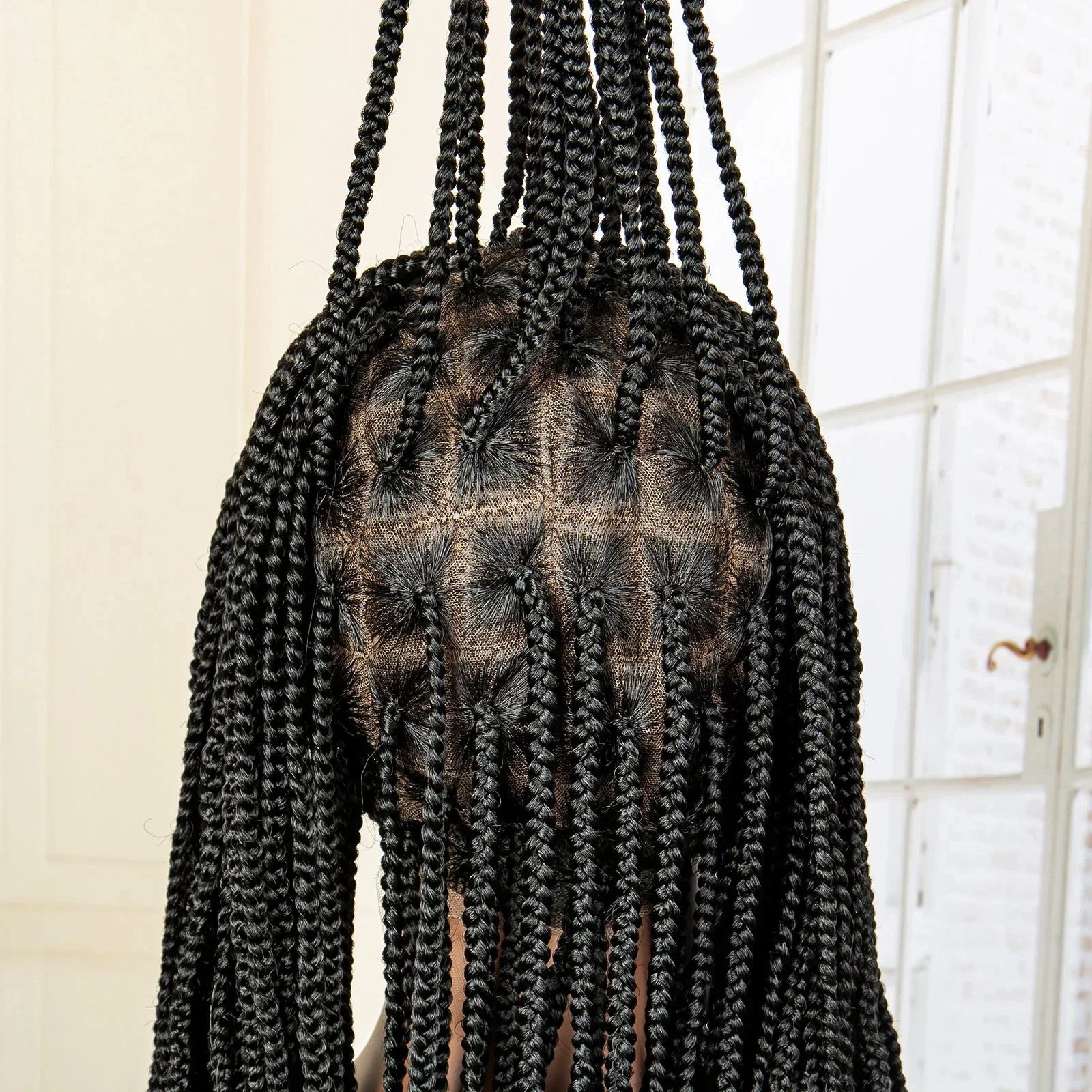 24" Full Lace Knotless Box Braided Wig | Lace Frontal Cornrow Braids | Baby Hair Synthetic Wig for Women