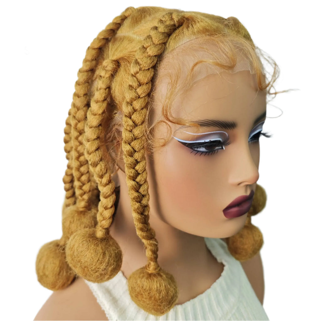 12 Inch Natural Color Synthetic Braided Wig | Transparent Lace Front Knotless Box Braids with Baby Hair for Black Women