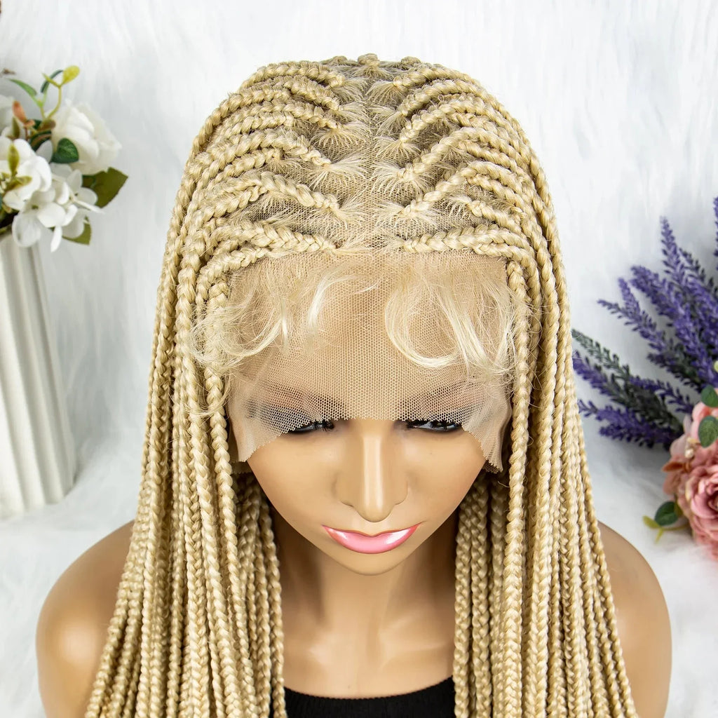 613 Blonde HD Full Lace Braided Wig | Knotless Box & Cornrows | Crochet Braids | Synthetic