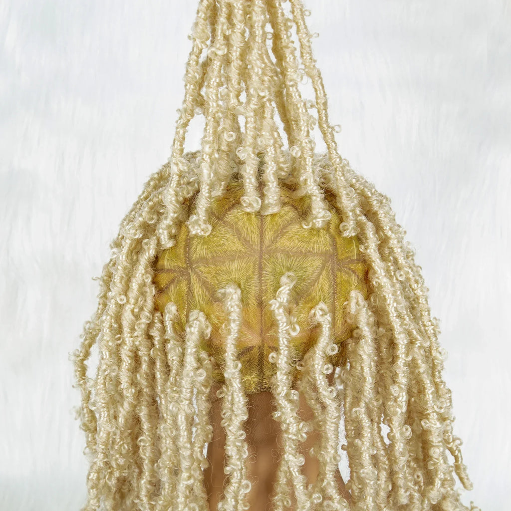 14" Blonde Dreadlock Braided Wig | Full Lace Afro Curly