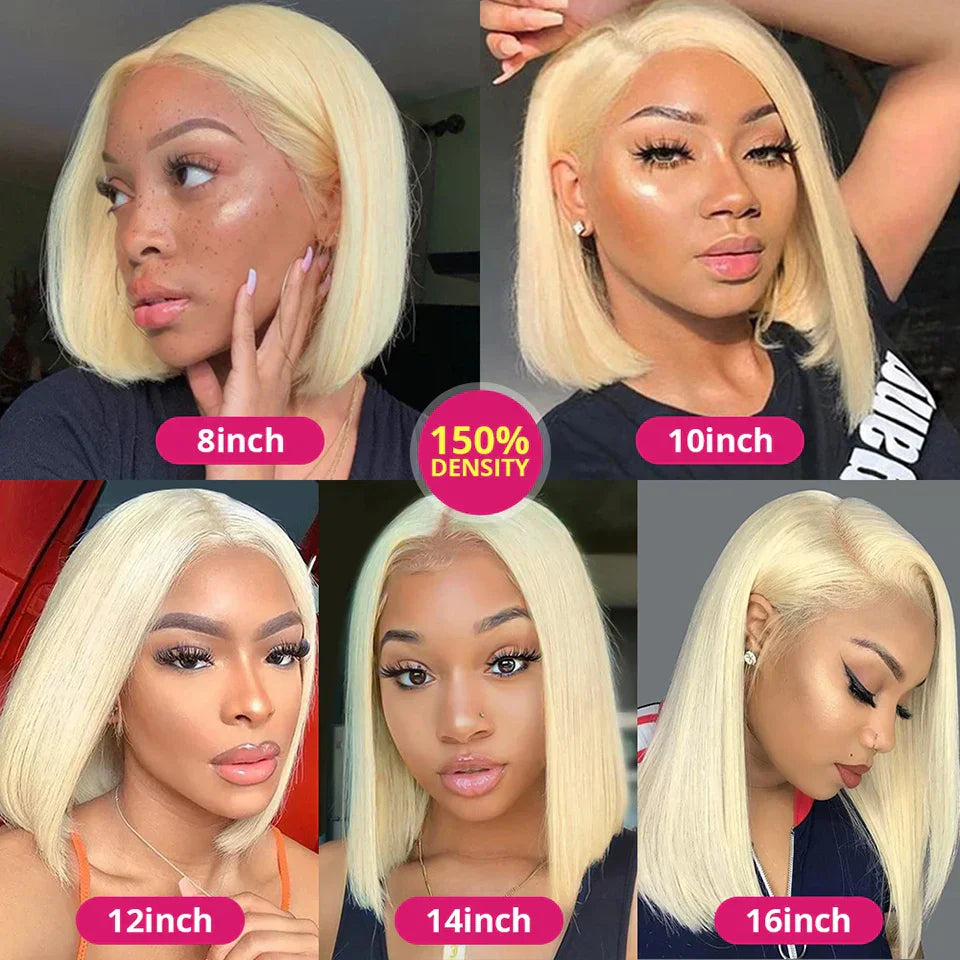 613 Honey Blonde Bob Lace Front Human Hair Wigs 13x4 Remy Brazilian Straight Short Bob 10 14 Inch