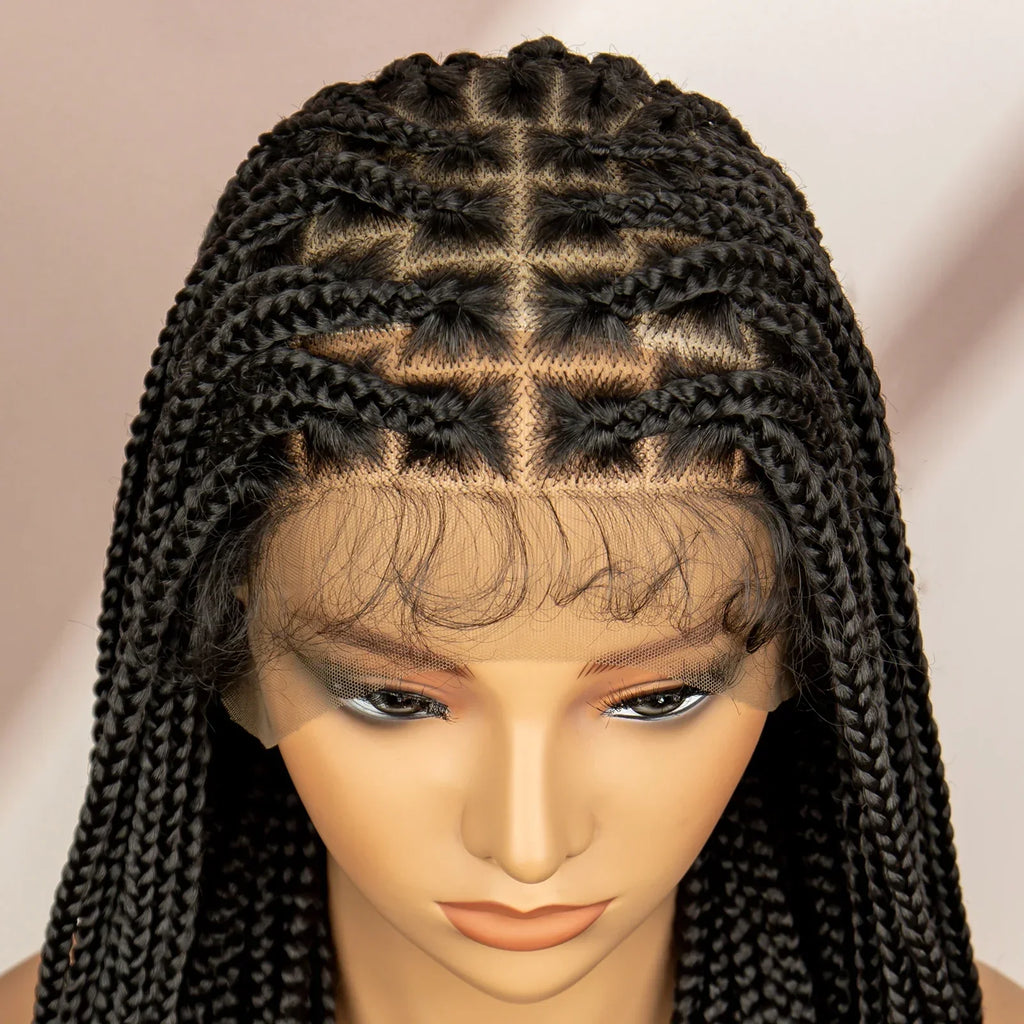 36" Knotless Box Braids Wig | Transparent Full Lace | Baby Hair