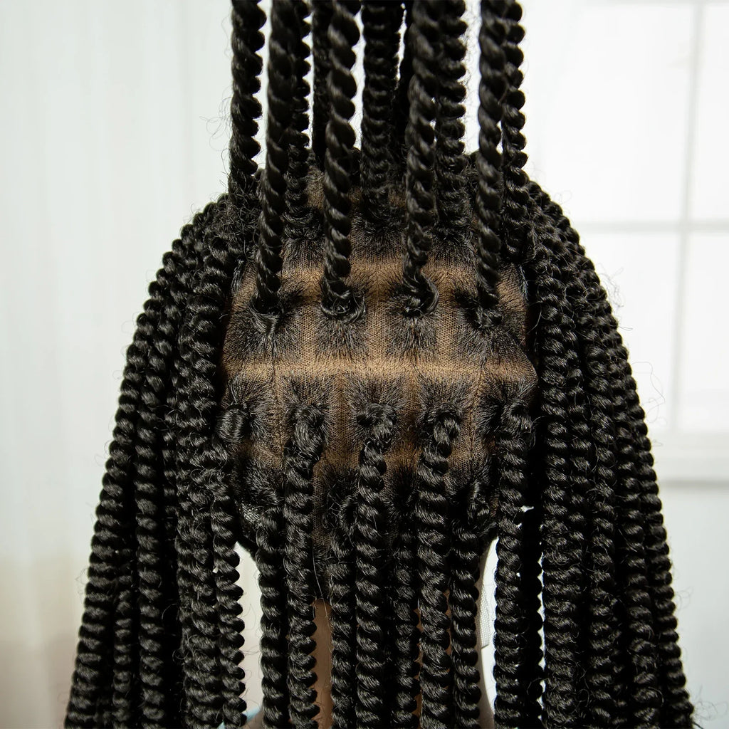 20 Inch Knotless Box Braids Full Lace Wig | Transparent Lace Synthetic Braided Wig with Baby Hair