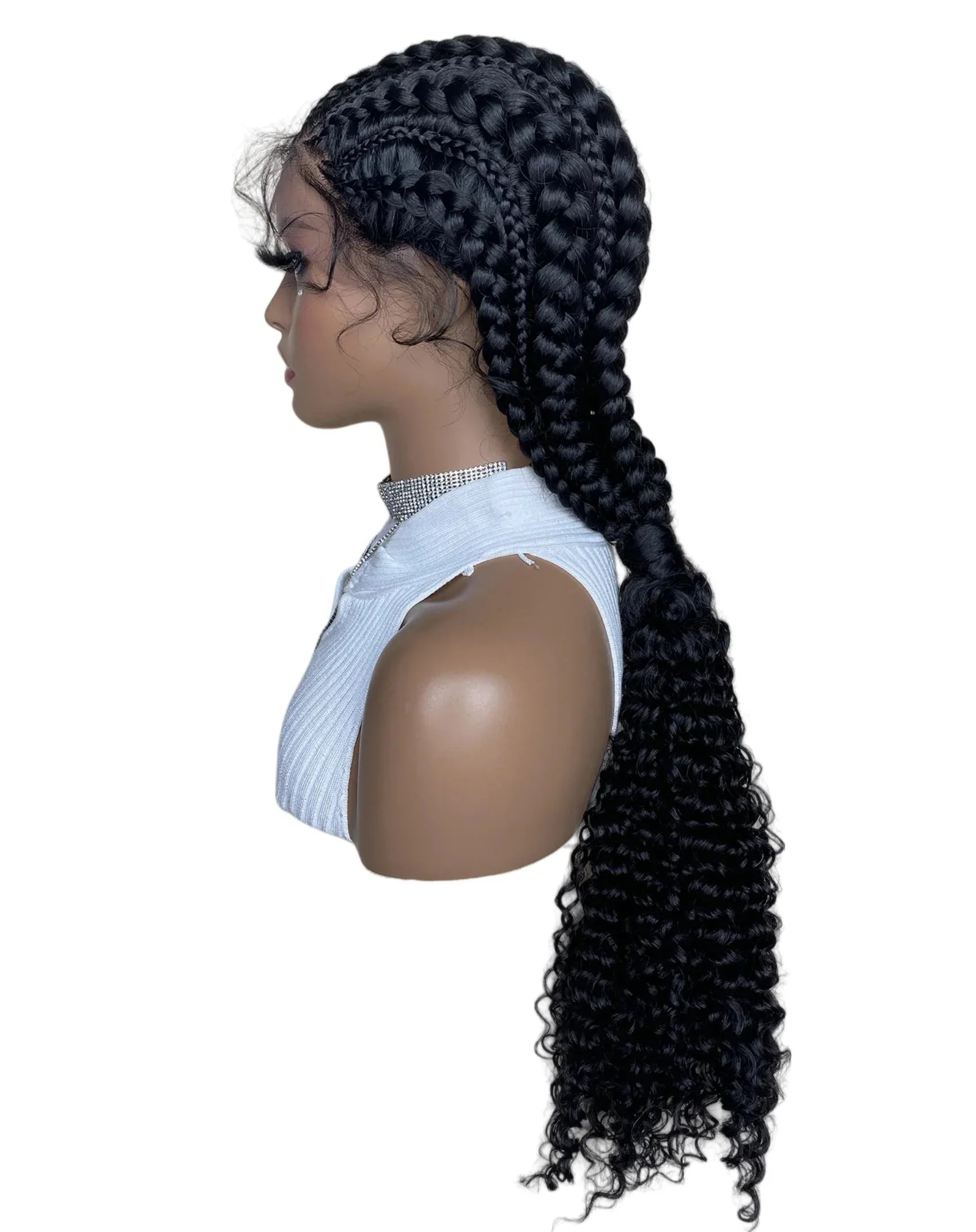 28" Knotless Senegalese Twist Braided Lace Wig | Lightweight Synthetic Braids | Black Women