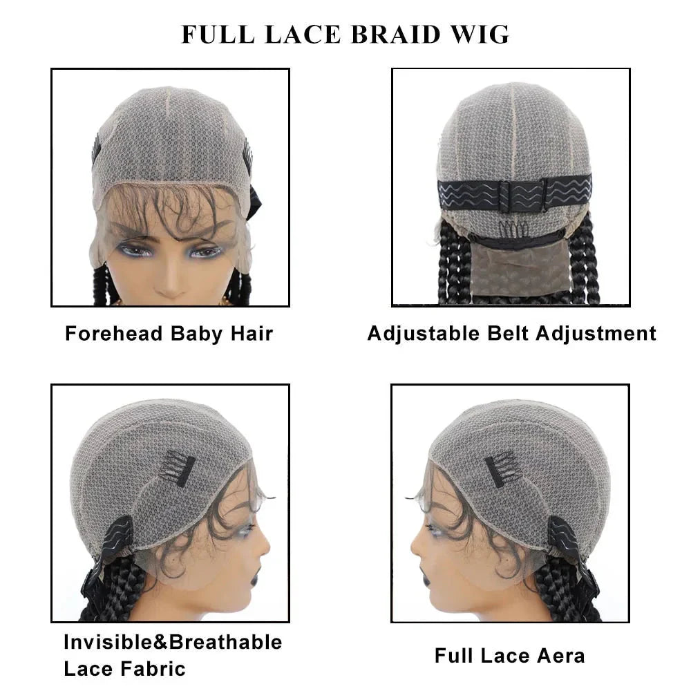 36" Ombre Honey Blonde Box Braids Wig | Full Lace | Cornrow Accents | Black to Blonde