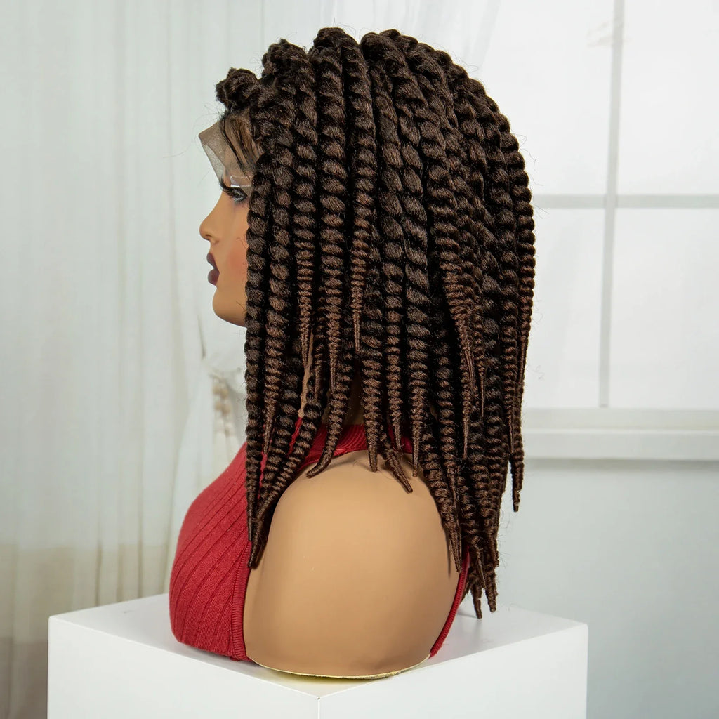 16" Knotless Box Twist Braids Wig | Full Lace | Baby Hair