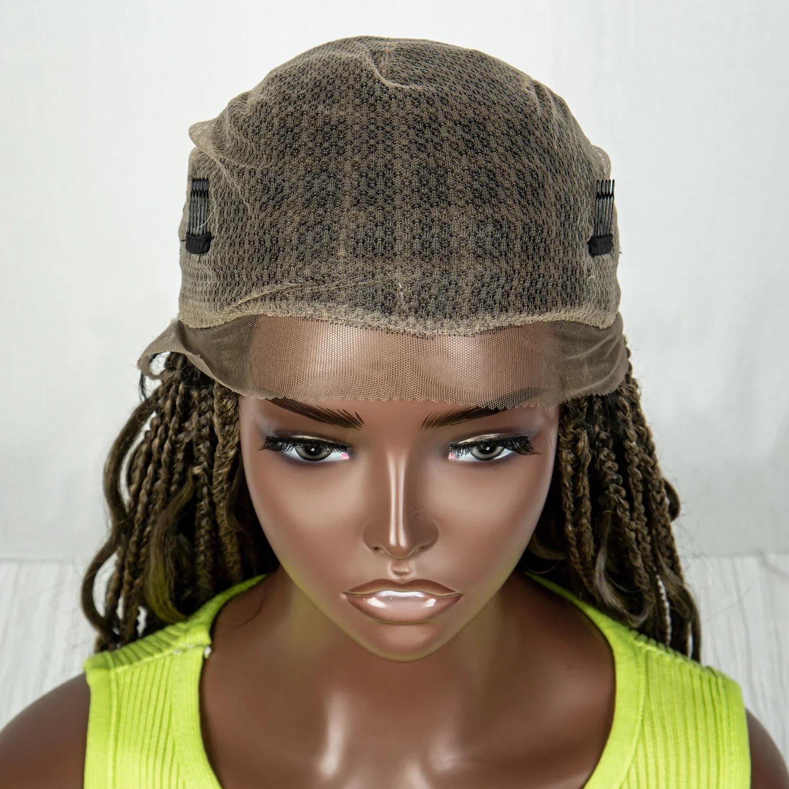 34" Ombre Curly Braids Wig | 1B/27 | Deep Wave | Full Lace | Baby Hair