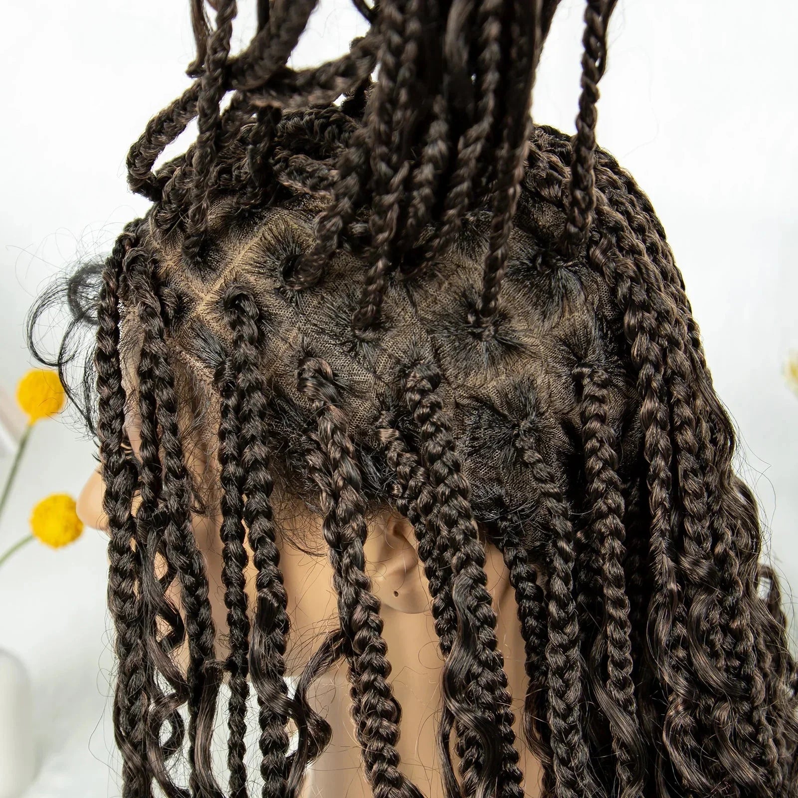 32" Natural Boho Knotless Braids Wig | HD Lace Front | Baby Hair | Synthetic